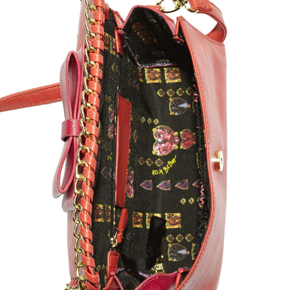 BETSEY JOHNSON Tough LoVE Bag BOW Gold Chain Purse - Picture 5 of 8